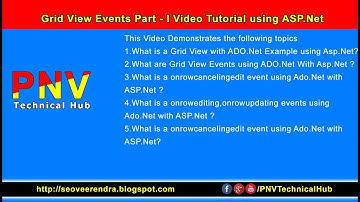 Grid View Events Part - I Video Tutorial using ASP.Net