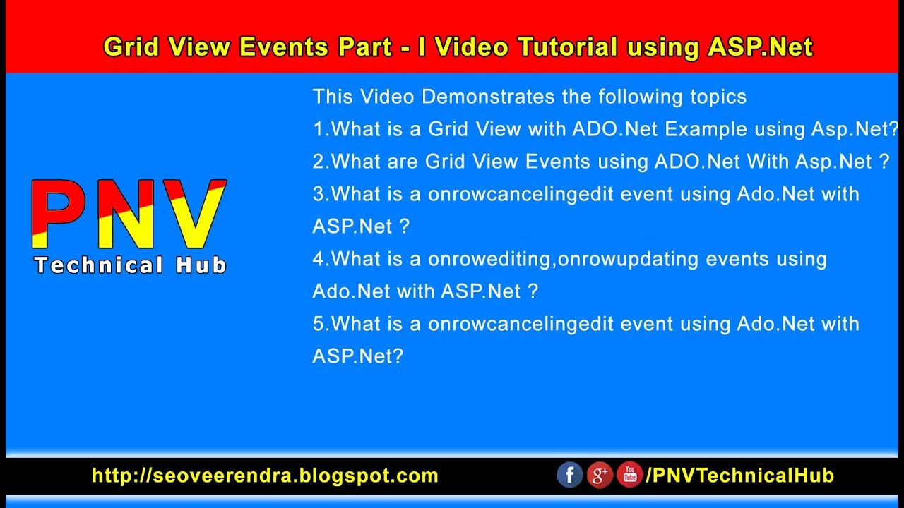 Grid View Events Part - I Video Tutorial using ASP.Net - YouTube