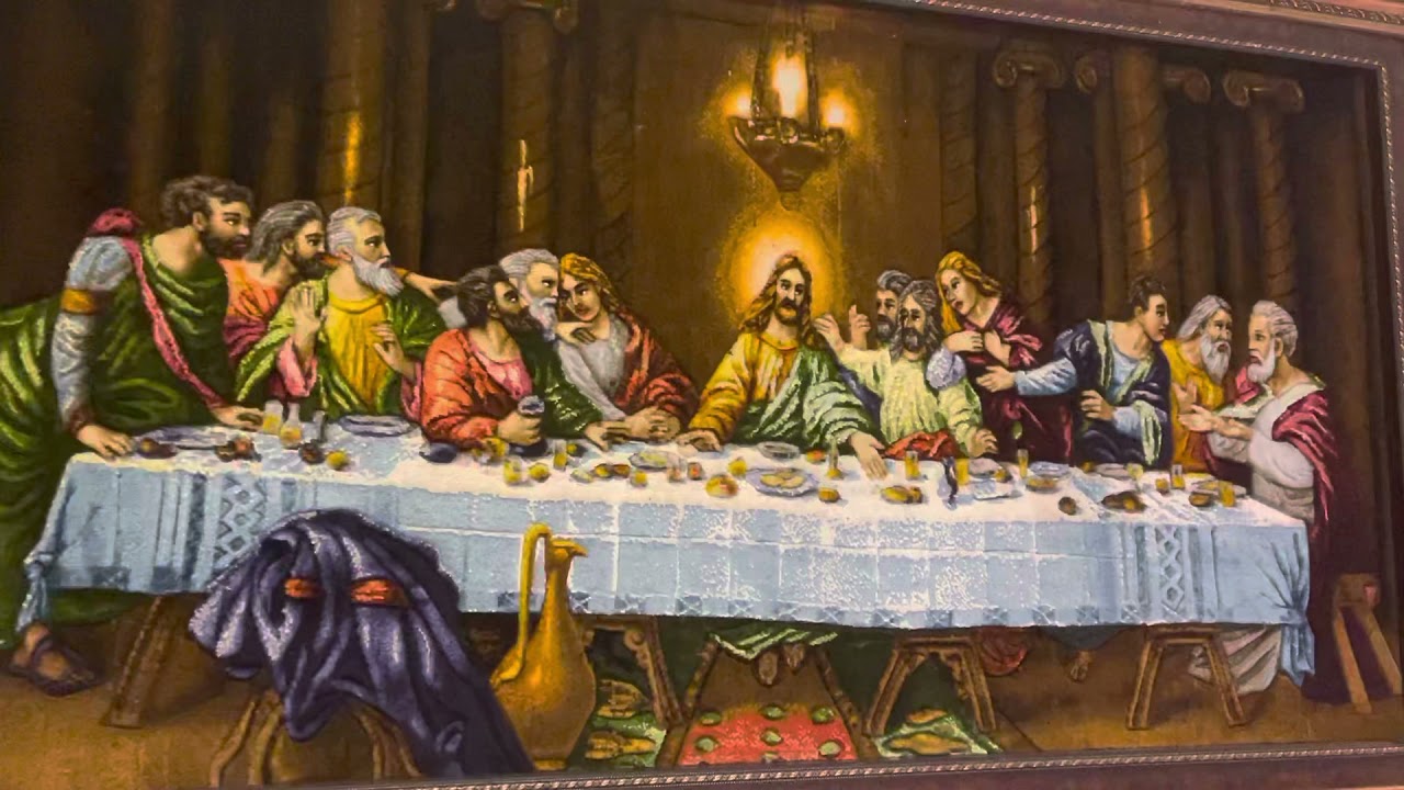 Last supper, Persian handwoven tableau rug. Insta: Persian.rug.uk