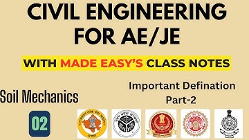 Soil Mechanics Part 2 - AE/JE Live classes with Made easy Class notes (Important Definition Part-2)