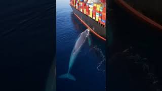 A Giant Whale Beside a Ship — Nature’s Power in Motion 🐋🌊 #ocean #calmwhale