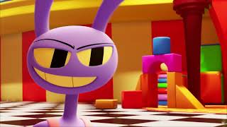Jax and Pomni fight, but Jax is a competitive gaslighter.