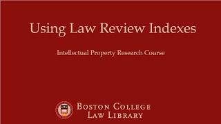 Using Law Review Indexes