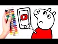 Dibuja y Colorea a Peppa Pig con su Iphone 📲🐷 Dibujos animados