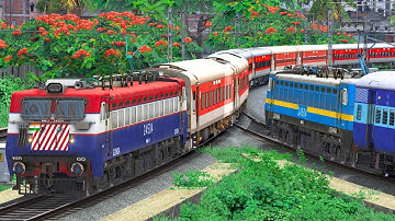 TWO TRAINS CROSSSING IN SAME TRACK | BUMPY RAILROAD | RAILWORKS | INDIAN TRAIN SIMULATOR GAMEPLAY