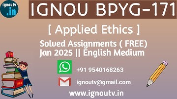 IGNOU BPYG-171 Solved Assignment Jan 2025 [FREE] || IGNOU BAG || IGNOU TV || IGNOU ||