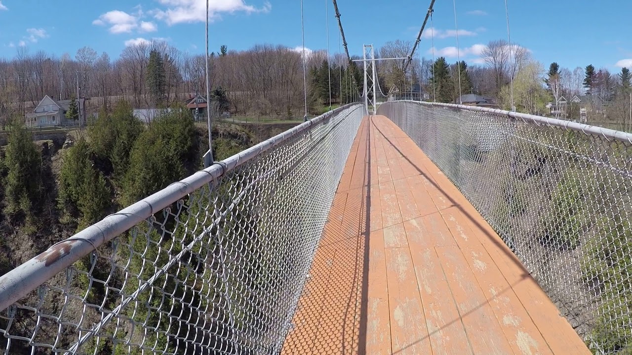 Going over the suspension bridge at Coaticook, Quebec YouTube