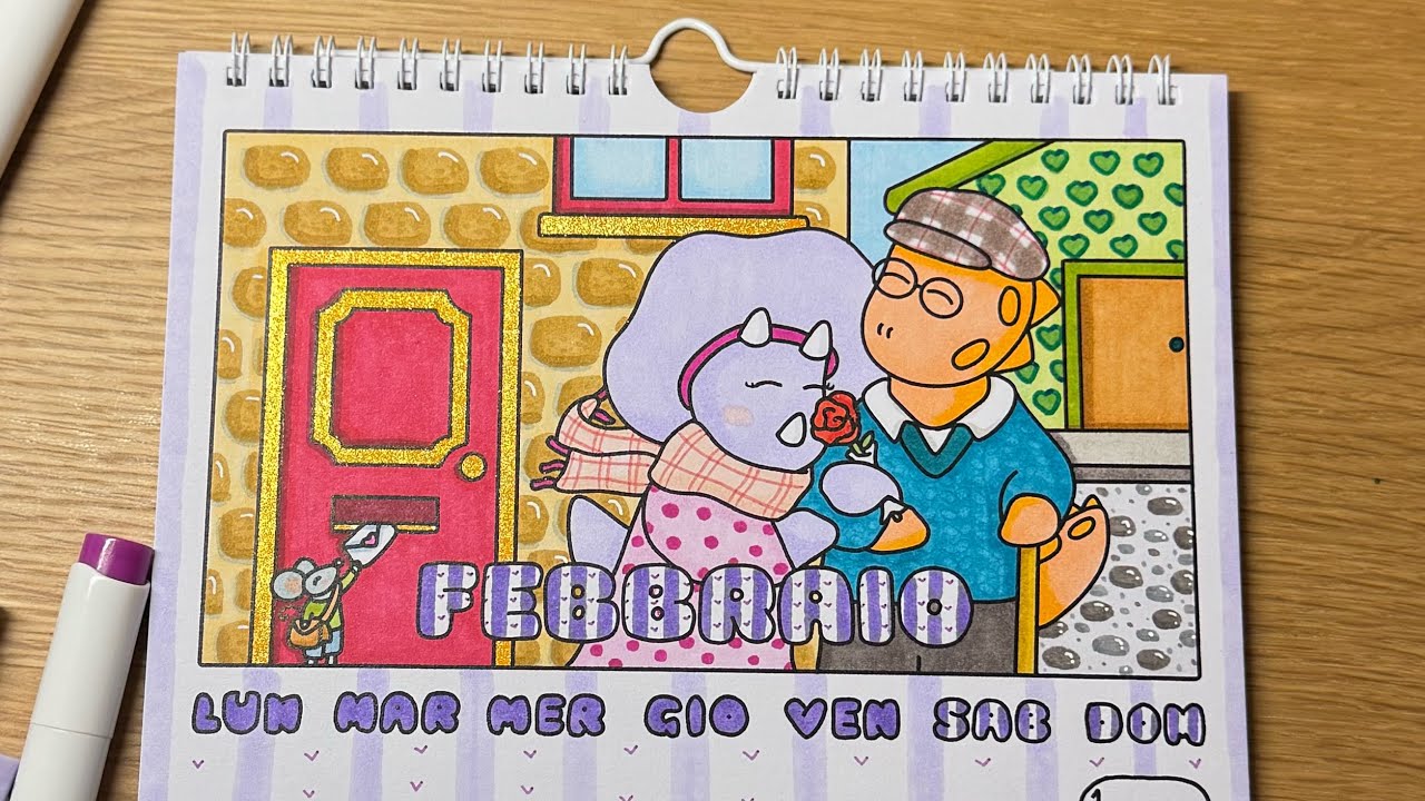 Coloriamo il Calen Dino 2026 in live - Febbraio🌹