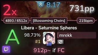 🔴 8.2⭐ mrekk | Ne Obliviscaris - Libera [Blossoming Choirs] 98.73% (#1 731pp 2❌) - osu!