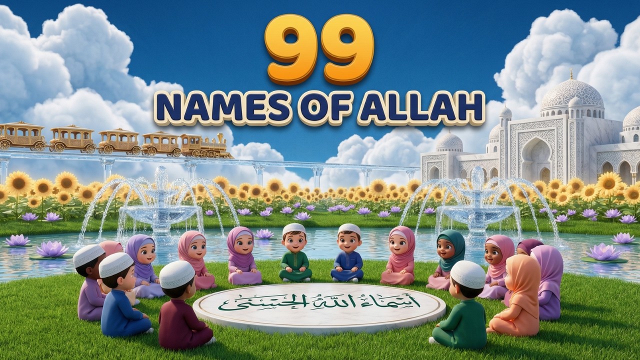 The Most Beautiful 99 Names of Allah 🌙✨ | Learn Asmaul Husna for Kids | أسماء الله الحسنى
