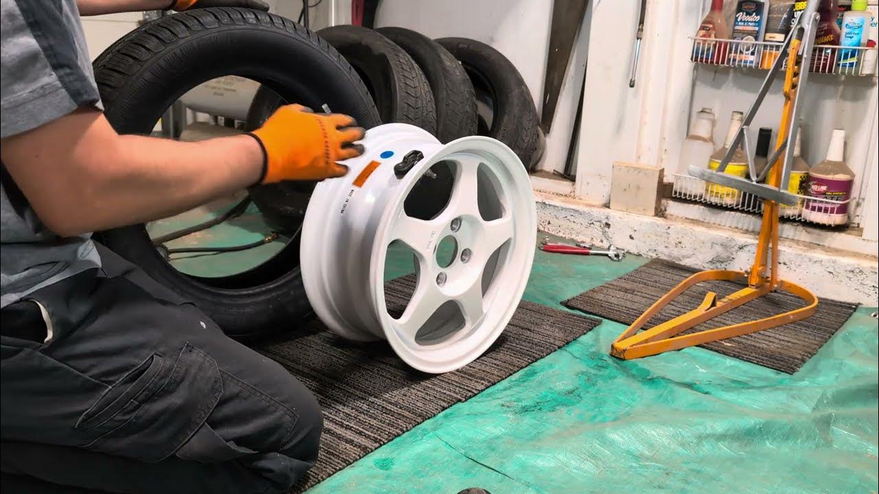 Easy do it yourself mounting a tire onto a wide lightweight rim with