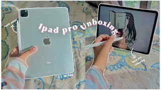 ipad pro unboxing | 11 inches | apple pencil + accessories