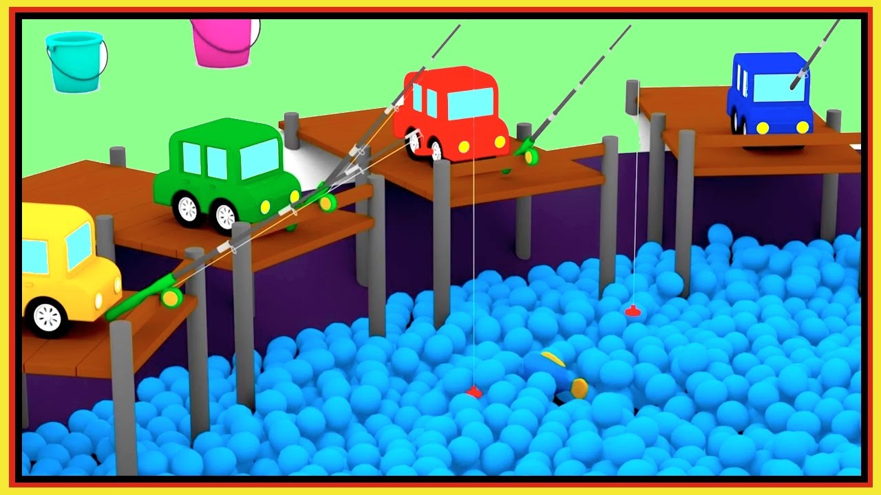 WHICH BUCKET? - Ball Pit Pool FISHING - Cartoon Cars - Car