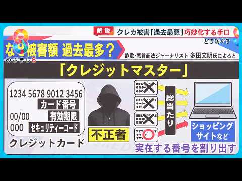 【要注意】クレジットカード被害過去最悪に！ 背景に手口の巧妙化…どう防ぐ？【めざまし８ニュース】