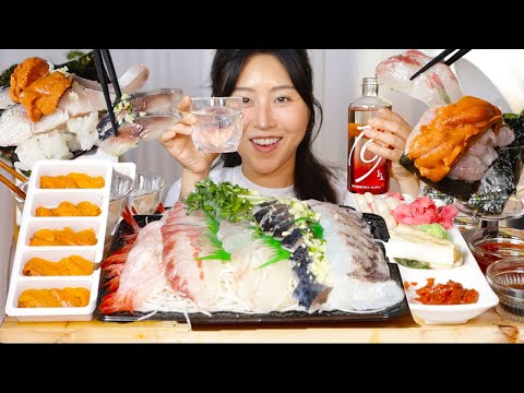 MUKBANG) 숙성회 모듬에 화요 한 잔 딱!🍶 모듬회 오마카세 성게 먹방 Assorted Sashimi plate ASMR eating raw fish