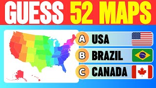 Guess The Country On The Map | 52 Countries Quiz | Easy, Medium, Hard, Impossible
