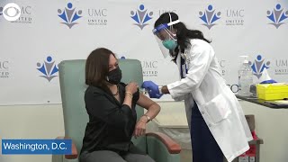 WEB EXTRA Kamala Harris gets first dose of the Moderna COVID vaccine