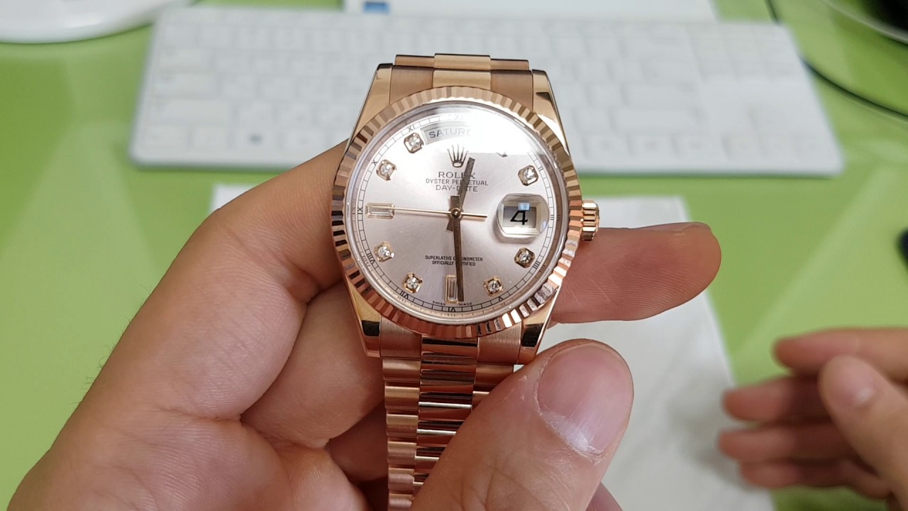 Rolex Daydate Rosegold Goldwatch Watch 로렉스 롤렉스 데이데이트 로즈골드 금통시계 - Youtube