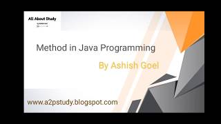Method in Java/ Types of Method in Java Programming
