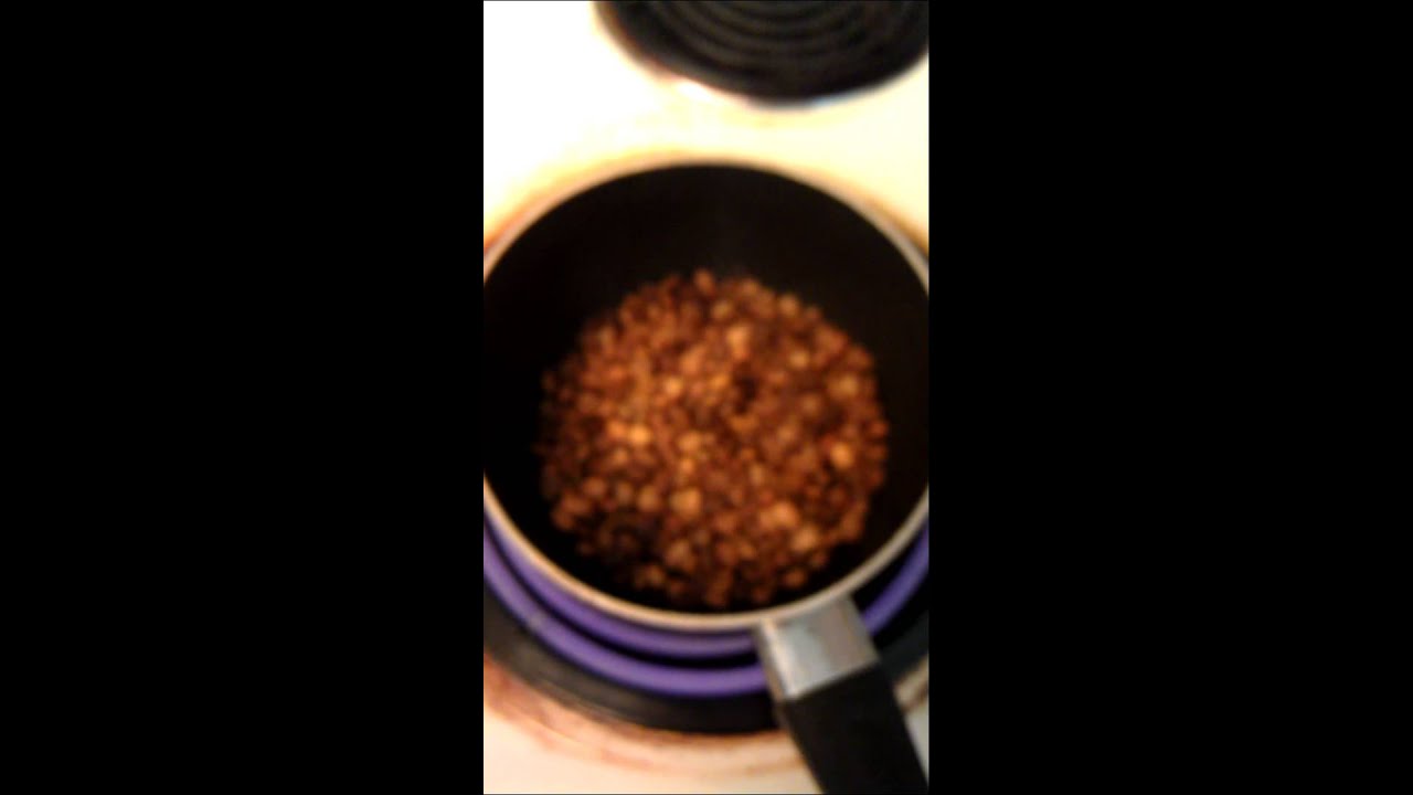 Roasting Green Coffee Beans on the Stove top 2 Popping coffee beans