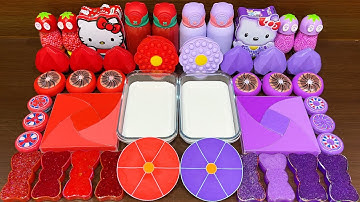 RED vs PURPLE !!!  Mixing Random into GLOSSY Slime !!! Satisfying Slime Video #142