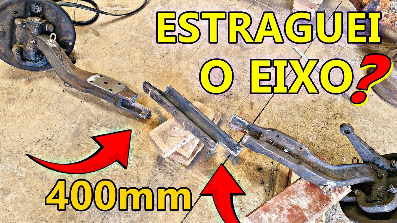 CORTEI 1 EIXO DE CAMINHÃO PRA DEIXAR MAIS CURTO PRA TRASEIRA DA ESCAVADEIRA