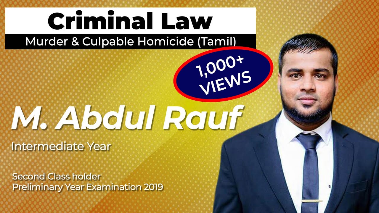 Criminal Law Murder And Culpable Homicide Tamil M Abdul Rauf