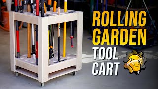 Quickly build a cart to store long-handled tools such as; shovels, racks, and brooms. For Cut-list, Measurements, and additional 