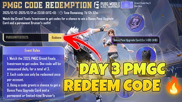 DAY 3 PMGC REDEEM CODE 🔥 REDEEM CODE FOR PMGC CODE REDEMPTION EVENT