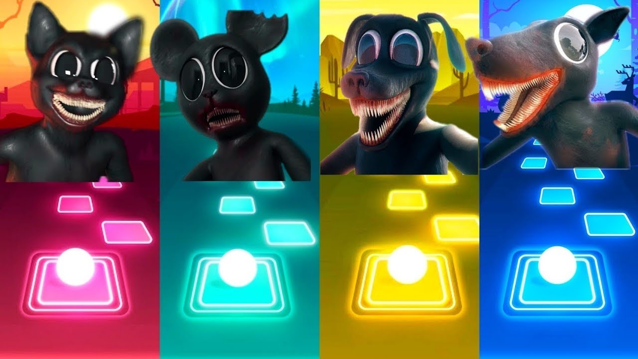 Cartoon Cat Vs Cartoon mouse Vs Cartoon Dog Vs Cartoon Rat Tiles hop