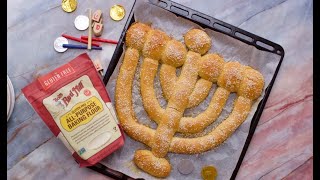 Chocolate Gelt Menorah Gluten Free Challah