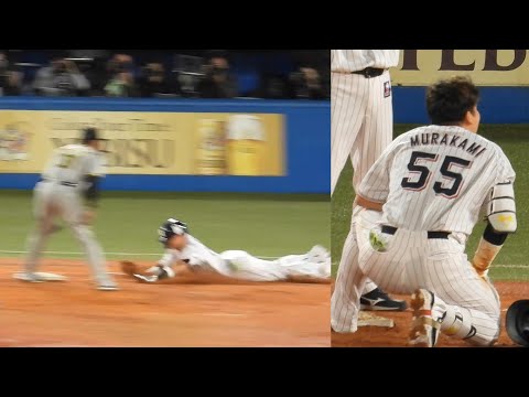 【気迫のヘッスラ！】村上宗隆、執念のヘッドスライディングで満塁走者一掃のタイムリー内野安打！【CSファイナル2022 第3戦】【ヤクルトスワローズ】2022年10月14日 阪神戦