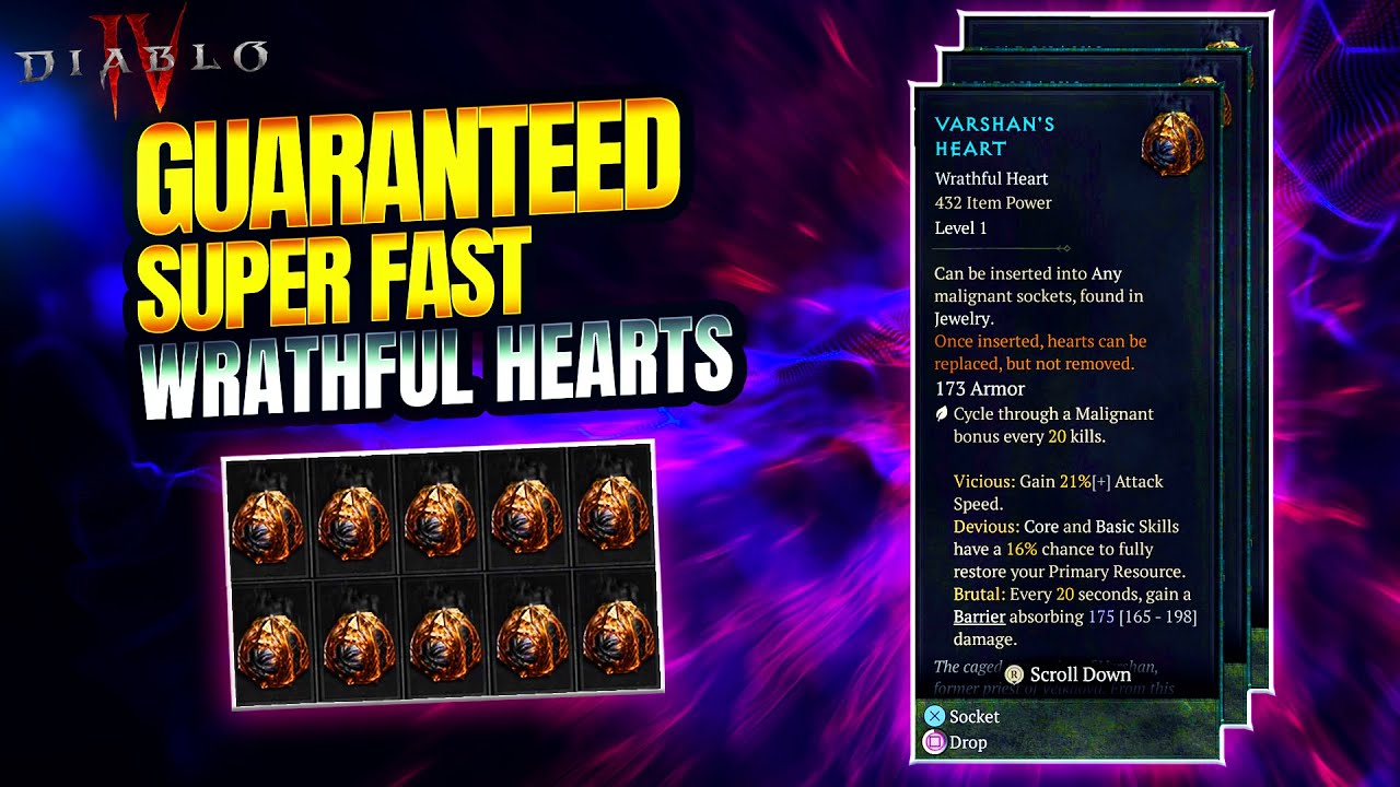 INFINITE Wrathful Heart Farm! 30+ Hearts/Hour! | Diablo 4 Season of the