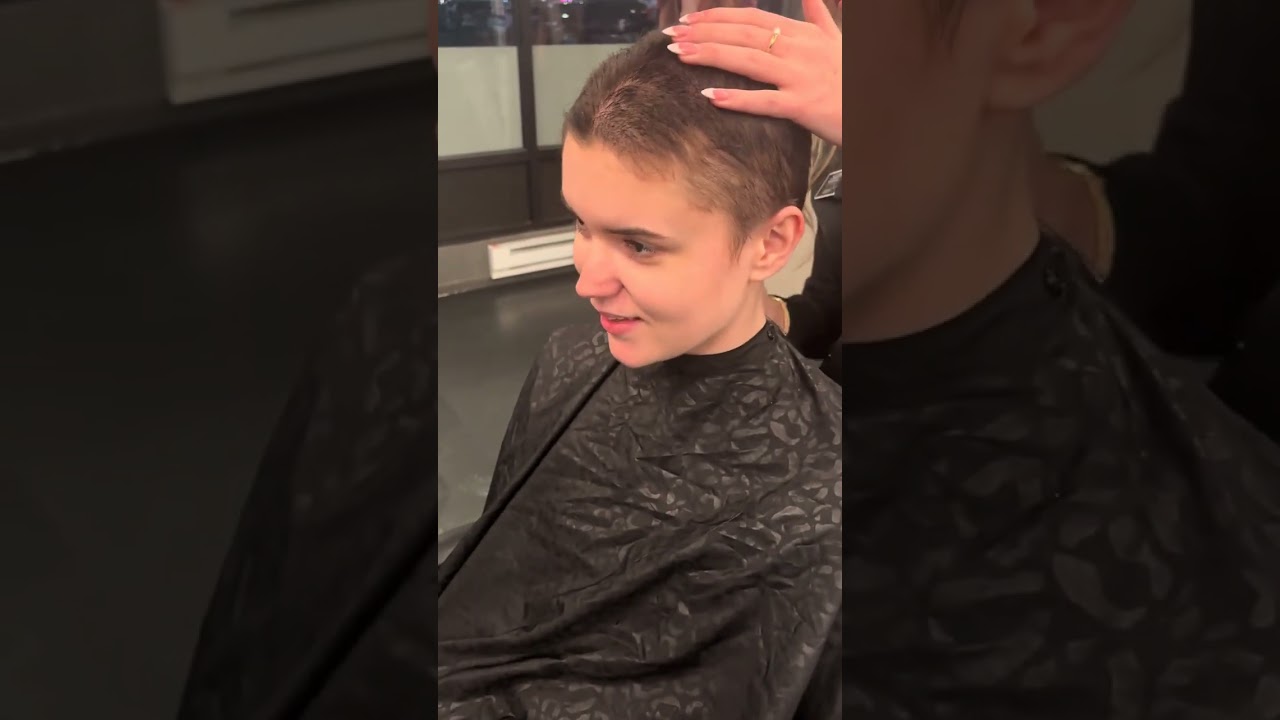 Shaving my head bald girl buzzcut at salon 
