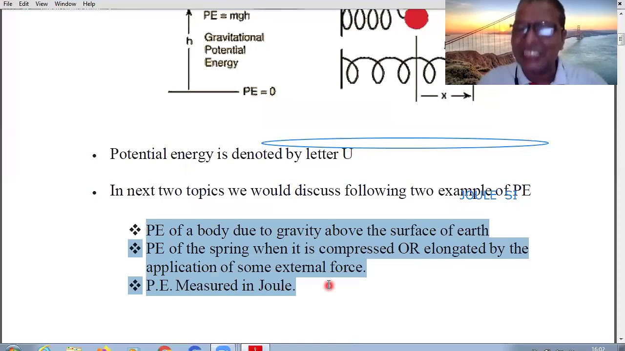 POTENTIAL ENERGY GRAVITATIONAL POTENTIAL ENERGY P. E. OF SPRING