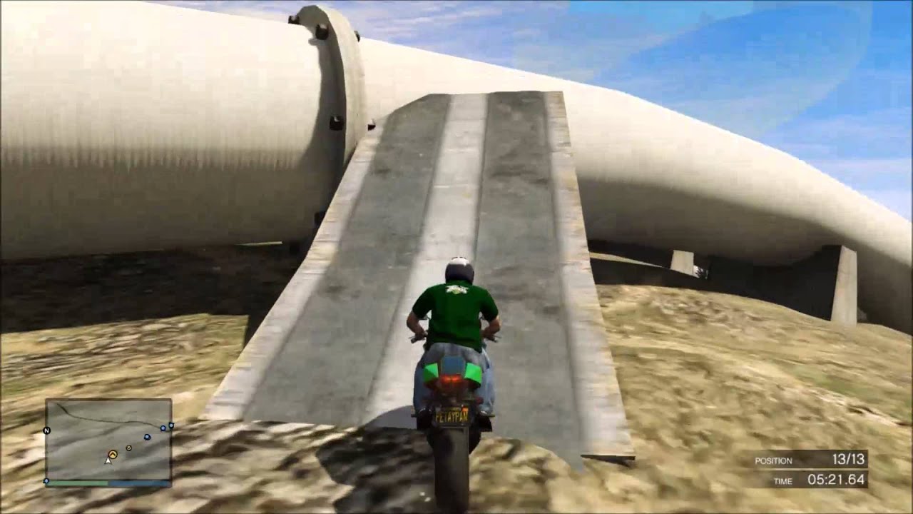 GTA 5 Custom Race 'Moto SKILL TEST (pipes)' (with eZula and NotAsEasy)