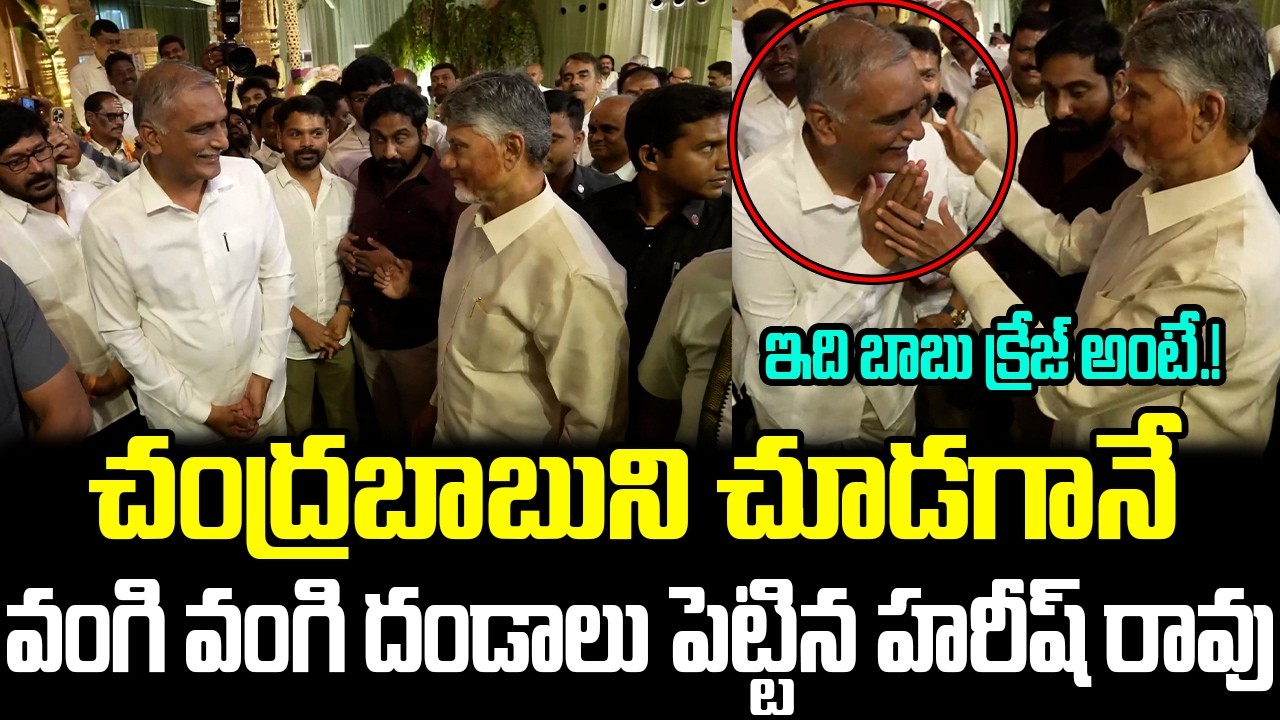పెళ్లిలో అనుకోకుండా కలిసిన బాబుకు వంగి వంగి దండాలు పెట్టిన హరీష్ రావు | CM Chandrababu | ISM Telugu