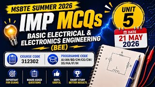 MSBTE Diploma All Programme | 2th Sem | BEE (312302) | Unit 5 IMP MCQs | Summer 2026