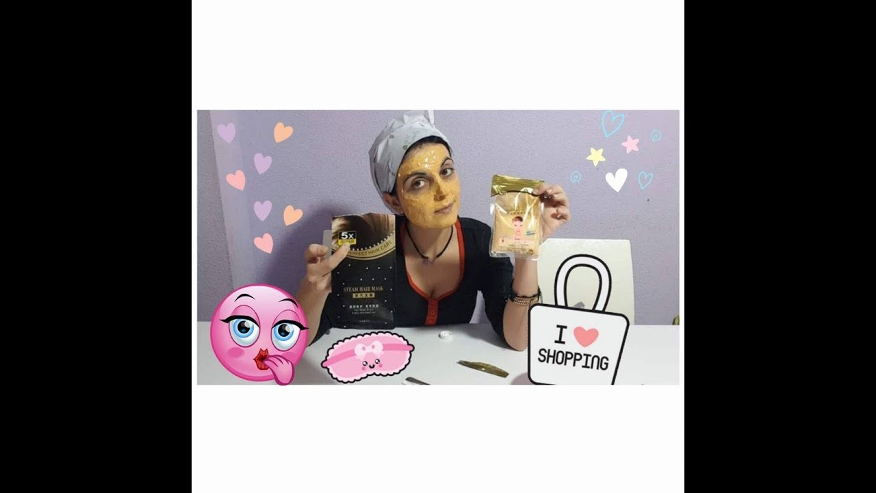 PROBANDO PRODUCTOS DE WISH,STEAM HAIR MASK Y 24K GOLD ACTIVE FACE MASK ...