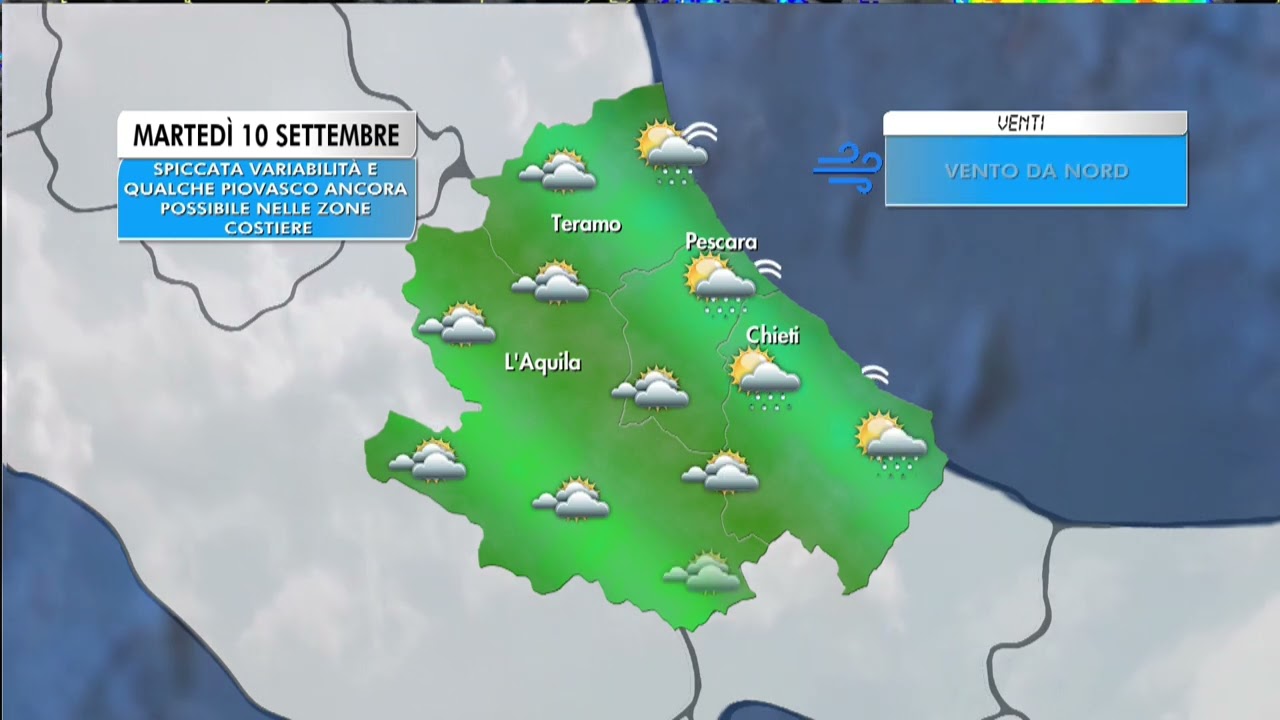 previsioni per martedì 10 settembre