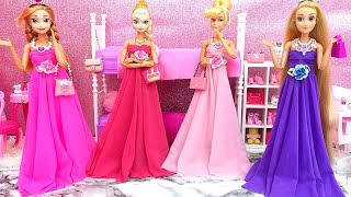 💖4 princesses 4 dresses💖Barbie doll princess dress