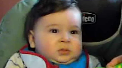 Daniel's First REAL meal.MP4