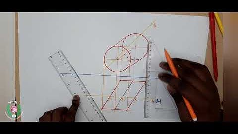 Aula de Desenho e geometria descritiva da 12ª Classe - intersecção de rectas com cilíndros oblíquos