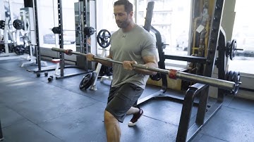 Barbell Lunges with 90 Degrees Isometric Hold Biceps Curl