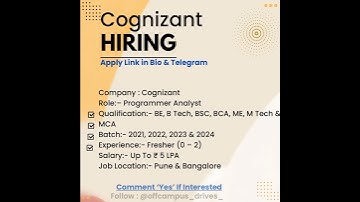 Cognizant Hiring for Programmer Analyst | Any Graduate 🧑‍🎓 #shorts #short #hiring #job
