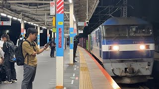 「ハイビ？！」EF210-109号機(新鶴見機関区所属・100番台新塗装・JRFマークなし)+コキ18Bが貨物列車として北朝霞駅1番線を通過するシーン！【4096レ・新A235・コンテナ輸送】