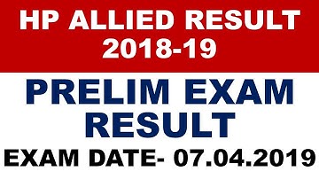 HP Allied Services(PRE) Examination 2018-19 Result out |