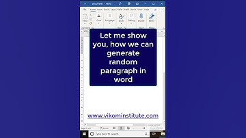 Generate Random paragraph in msword #word #excel #shorts #youtubeshorts #vikominstitute