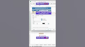 Data Validation in Excel 👍😱| Excel Drop Down List Tutorial🔥💯 | #shorts #excel #youtubeshorts