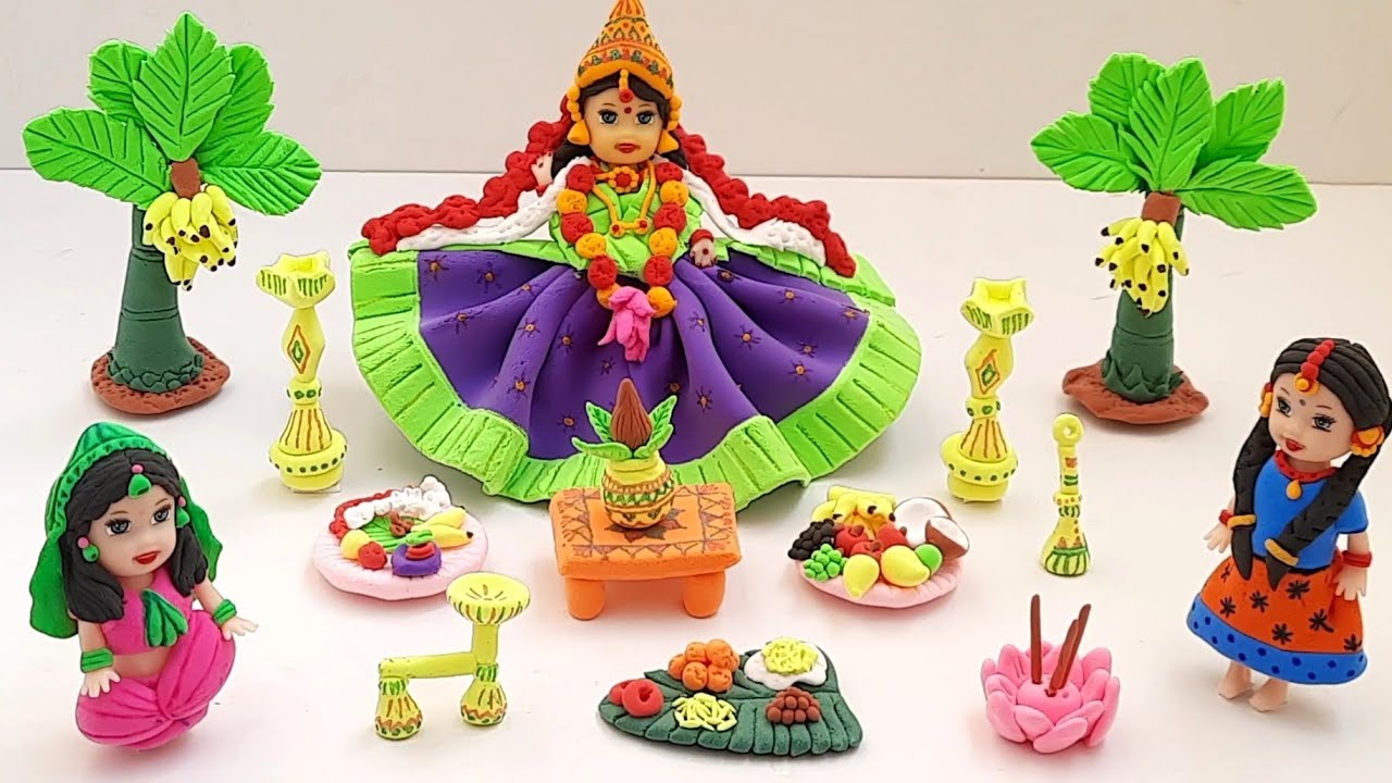 Varalakshmi Pooja Polymer Clay Doll goddess lakshmi Festival